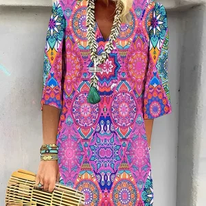Robe d'été chic et élégante pour femmes avec imprimé vibrant