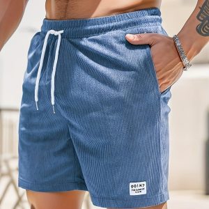 Shorts décontractés pour hommes avec taille élastique, tissu léger et respirant, avec cordon de serrage pour un ajustement parfait