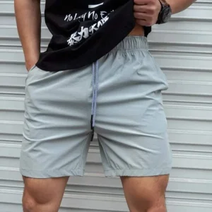 Shorts décontractés pour homme - léger et confortables - taille élastique avec cordon de serrage - longueur au-dessus du genou
