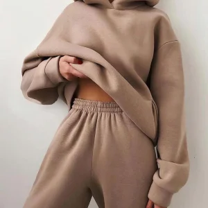 Confort ultime : ensemble de jogging surdimensionné 2 pièces avec sweat à capuche et pantalon de survêtement pour un look moderne