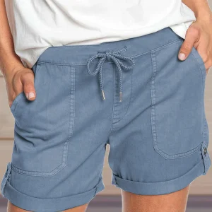 Short pour femmes avec cordon de taille ajustable et ourlet retourné pour un style décontracté