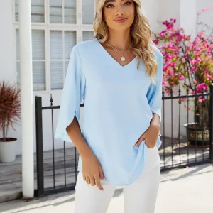 Chemisier élégant à col en V pour femmes - haut décontracté stylé et confortable pour toutes les occasions