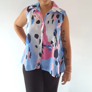 Chemise Bleu Imprimé Sans Manches