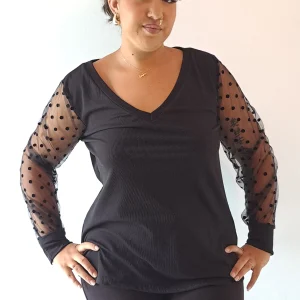 Top dentelle noir souple