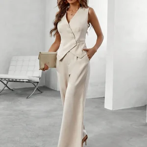 Élégant tailleur 2 pièces pour femmes - Ensemble gilet et pantalon élégant pour un look sophistiqué