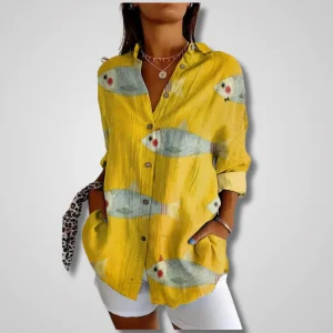 Rikke™ – Chemise florale vintage chic à boutons pour un charme intemporel