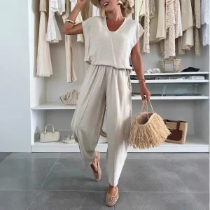 Ensemble Femme – Haut Raglan & Pantalon Soie Glacée