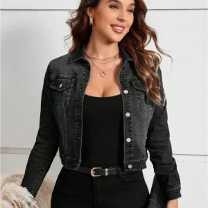 Veste en Jean Courte Décontractée pour Femme