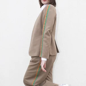 Veste marron slim avec bandes