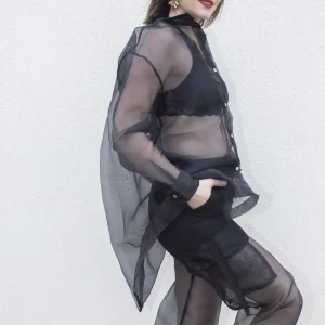 Chemise noire transparente
