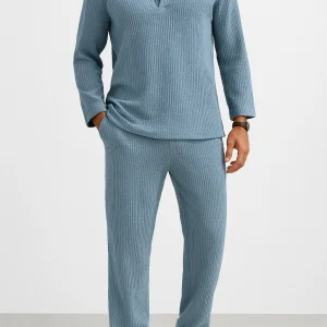 Ensemble Lounge pour Homme - Confort Décontracté - Chemise à Manches Longues & Pantalon Long - Tissu en Maille Douce