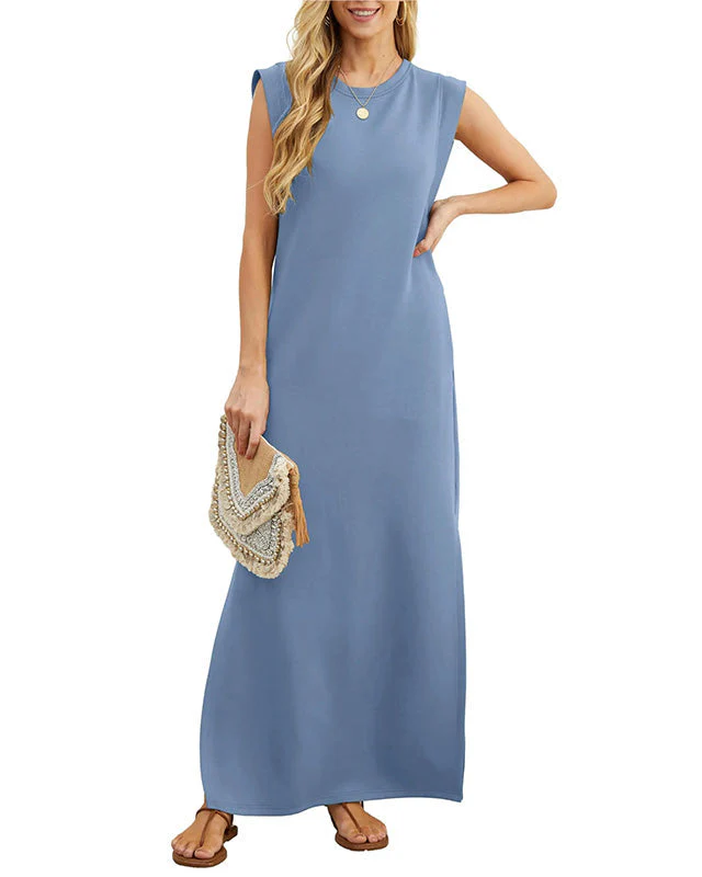 Anaïs | Élégante Robe Maxi Sans Manches pour Femmes avec Fente Latérale. – Image 2