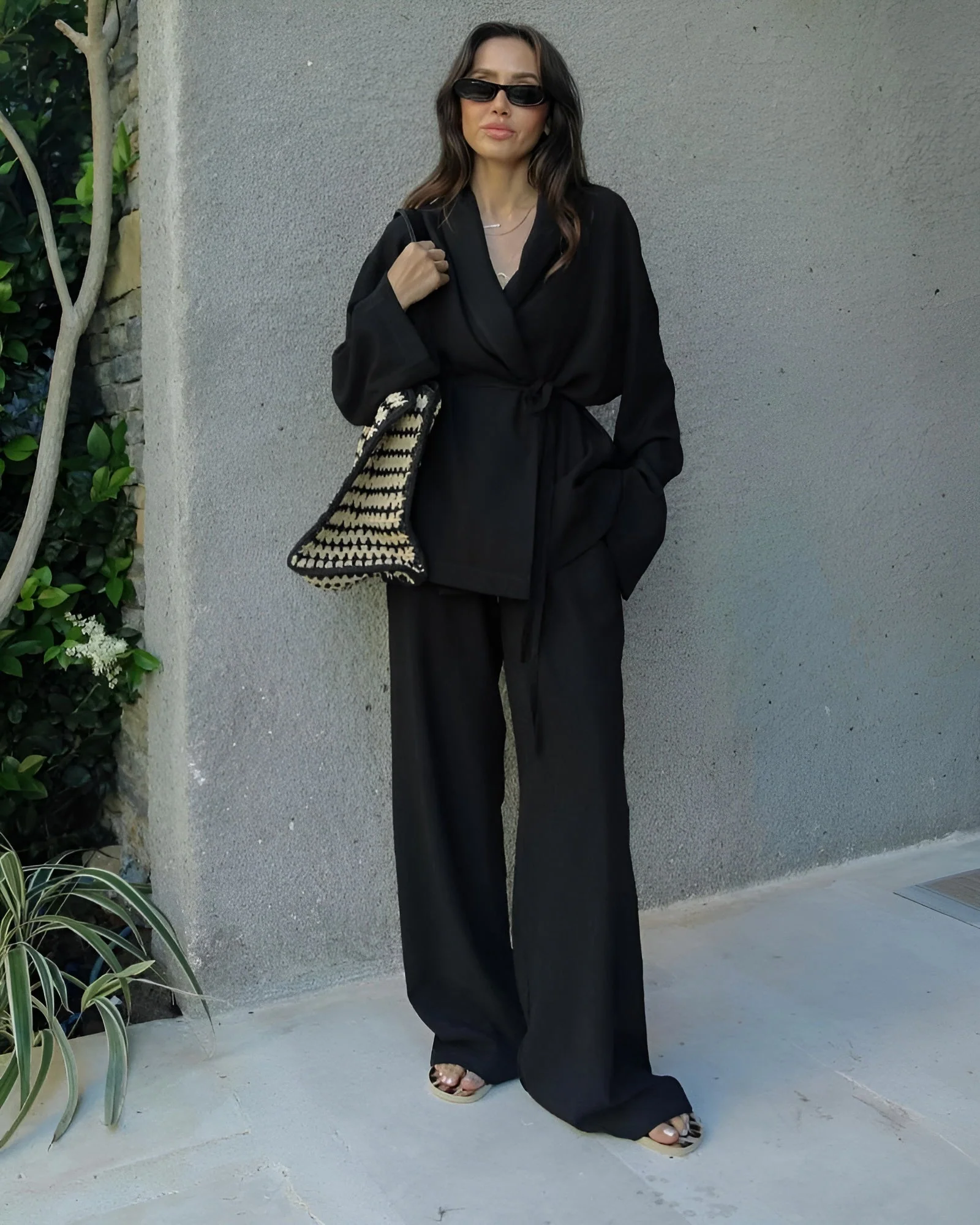 Capucine | Ensemble Kimono Ceinturé et Pantalon Large en Lin pour Femmes – Image 4