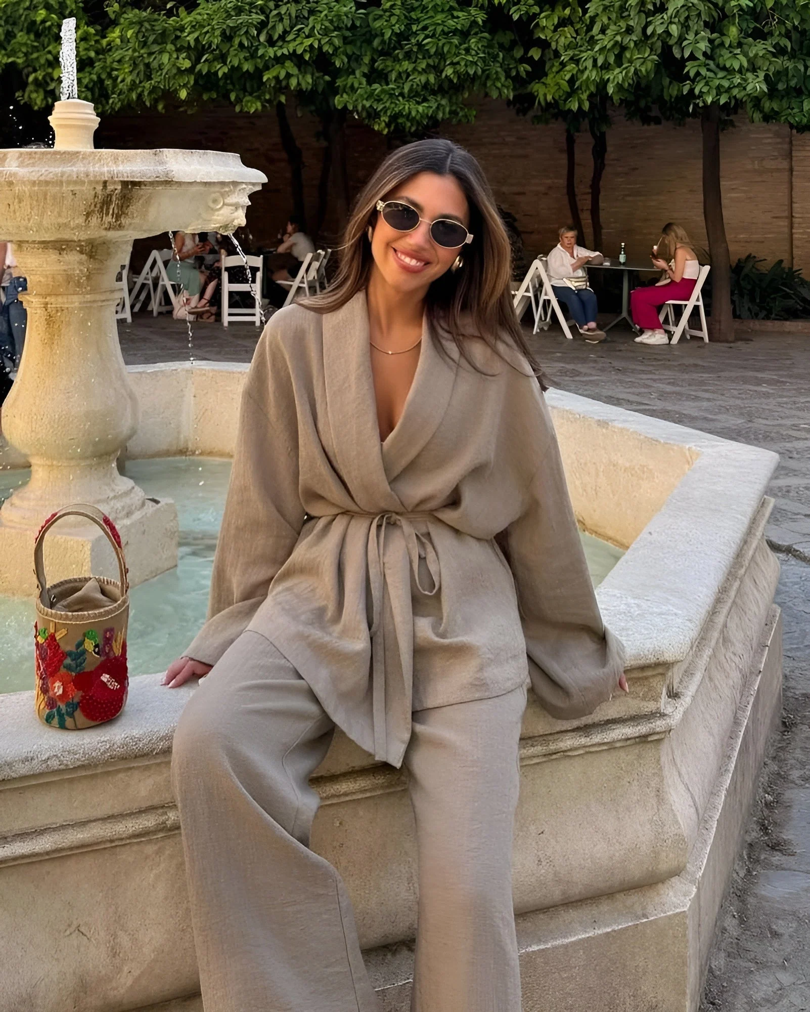 Capucine | Ensemble Kimono Ceinturé et Pantalon Large en Lin pour Femmes – Image 5