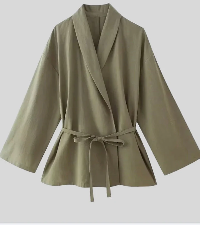 Capucine | Ensemble Kimono Ceinturé et Pantalon Large en Lin pour Femmes – Image 7