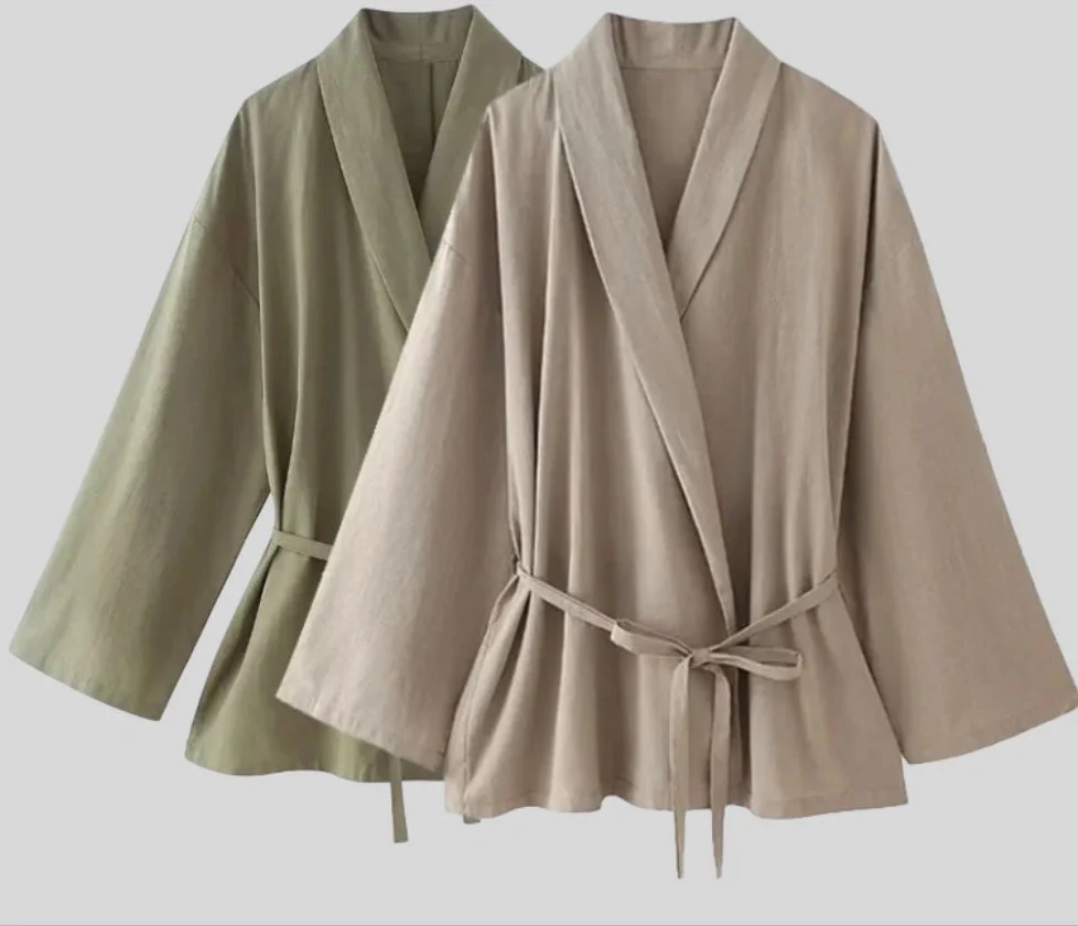 Capucine | Ensemble Kimono Ceinturé et Pantalon Large en Lin pour Femmes – Image 8