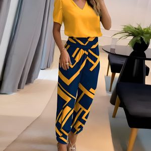 Ninon | Ensemble T-shirt à Manches Courtes et Pantalons Tapered pour Femmes