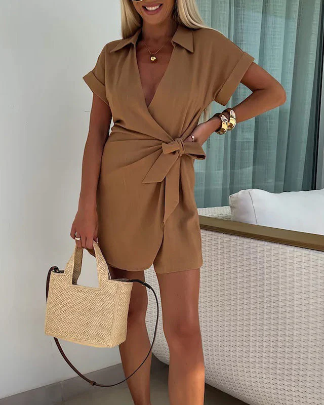 Anaëlle | Romper Sexy à Col V en Coton et Lin pour Femmes Élégantes – Image 4