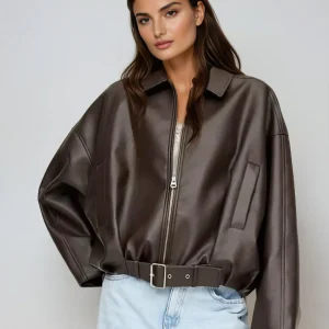 Eléna | Veste Rétro en Similicuir Audacieuse pour Femmes