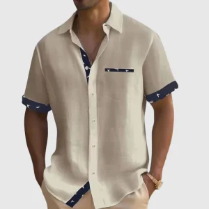 Camisole de manga corta pour homme avec estampille de cuadros parfaite pour les vacances