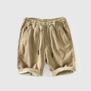 Shorts masculins de pana livianos et transpirables avec cinturilla elástica et dobladillo inclinado pour un estilo casual et cómodo