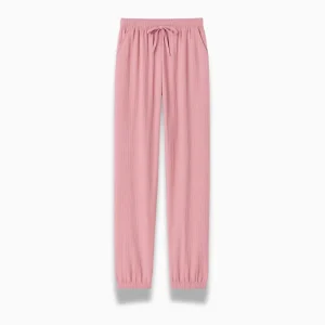 Pantalon Pyjama Femme Coton Crêpe – Taille à Cordon, Coupe Fluide