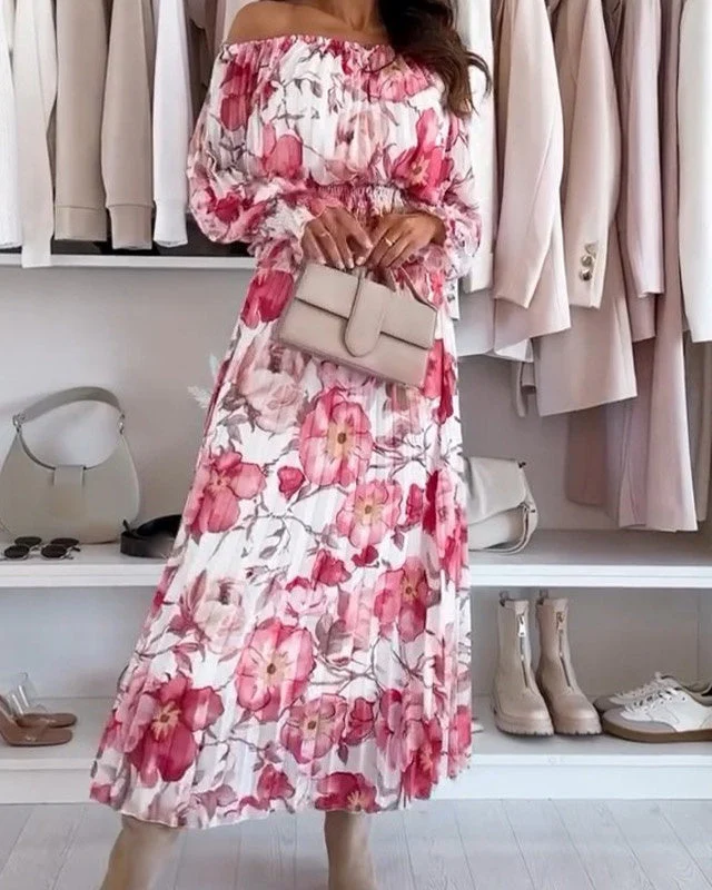 Élodie | Ensemble Floral Blouse Off-Shoulder et Jupe Maxi Élégante pour Femmes