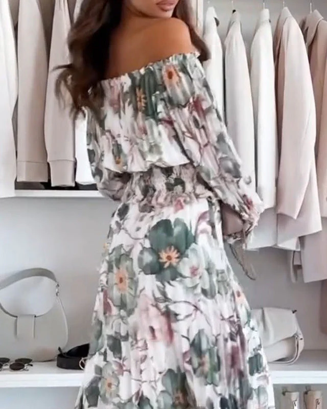 Élodie | Ensemble Floral Blouse Off-Shoulder et Jupe Maxi Élégante pour Femmes – Image 4