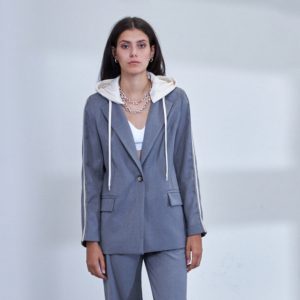 Veste femme grise à capuche amovible