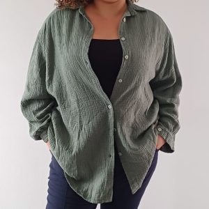 Chemise En Gaze De Coton Kaki