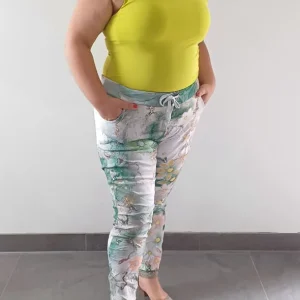 Pantalon Magique Vert Fleuri