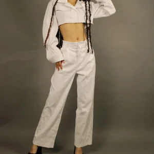 Blazer cropped beige femme