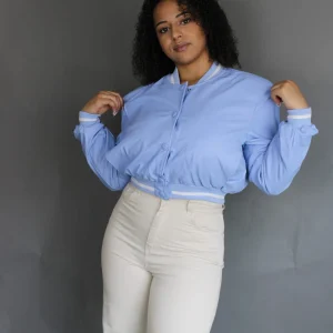 Veste femme bomber bleue