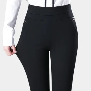 Chic Damen High Waist Stretch Pants - Pantalon élégant à la taille pour un look féminin