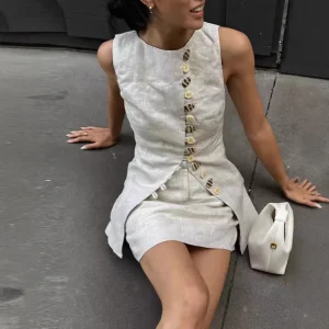 Ensemble Gilet et Jupe  – Motif Géométrique