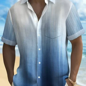 Camisole masculine à boutons avec motif dégradé - Manga corta, ajustable cómodo y transpirable para un estilo fresco