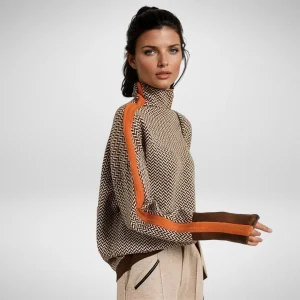Morgane | Pull à col roulé à rayures contrastantes
