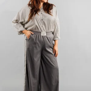 Pantalon palazzo à bandes Grande Taille