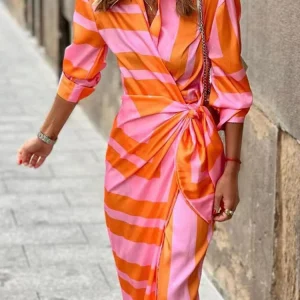 Louisa | Élégant Robe d'Été Ceinturée avec Col en Tissu Lég détente et Confort