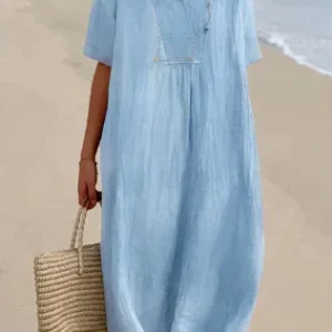 Robe élégante en lin pour femmes pour un look estival chic