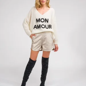 Short mordoré en simili cuir