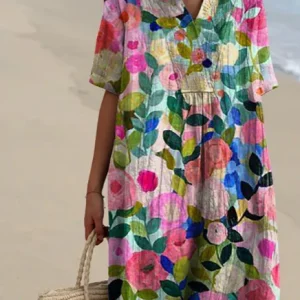 Robe confortable à fleurs colorées et printanières - Rita