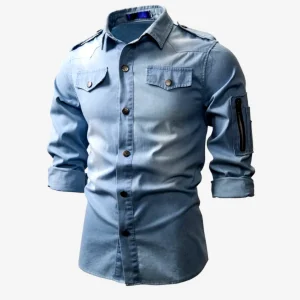 Surchemise en denim à manches longues pour un look décontracté