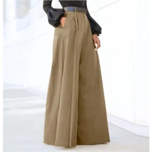 Pantalon élégant à taille haute pour femmes, avec des jambes larges pour un ajustement parfait.