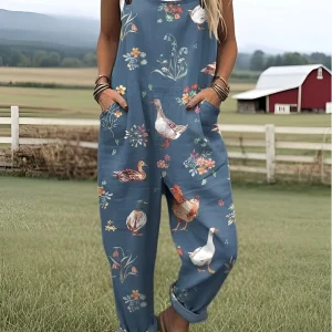 Elovoix™ | Combinaison pour femmes avec motif animalier et jambes larges