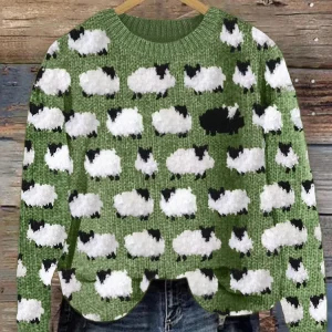 Pull rétro en laine de mouton de Leilani pour femmes pour un style intemporel