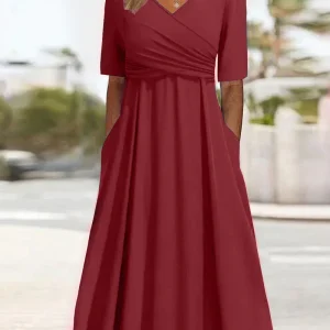 Élégante robe croisée à manches courtes - Pien