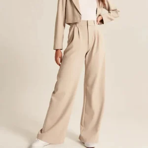 Élégant pantalon large à taille haute pour femmes, avec poches pratiques