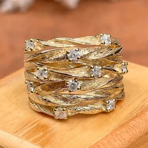 Bague Vintage avec Zirconiums Doré