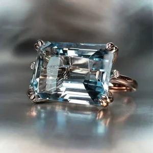 Bague Cristal Bleu Incrustée Vintage